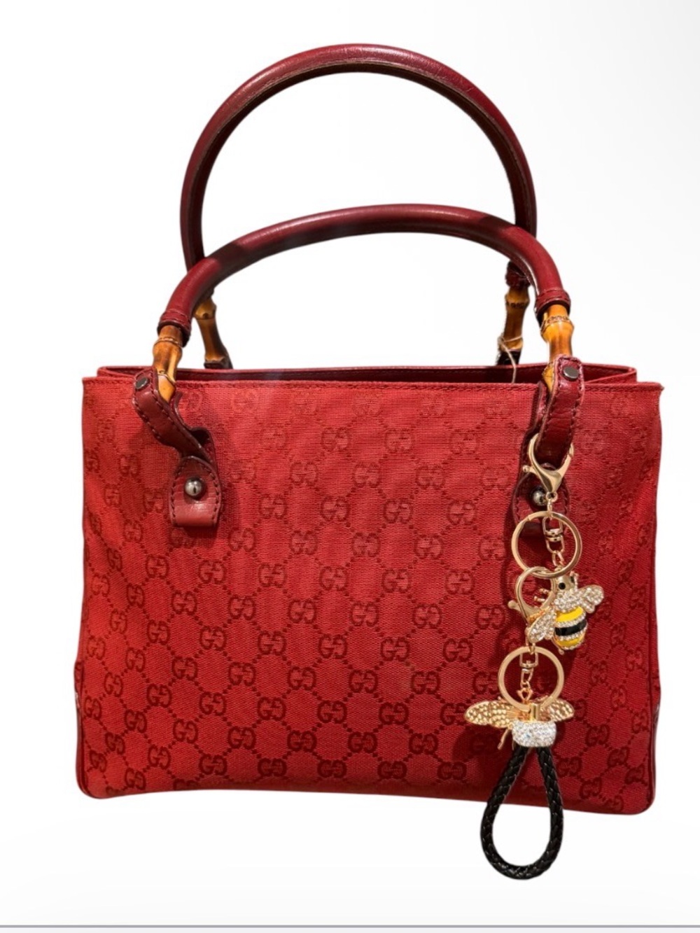 Gucci Scarlet Red Tote with Bamboo Handles-Preowned